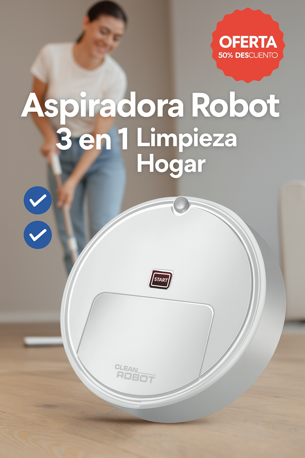 Aspiradora Robot 3 En 1 Limpieza Hogar